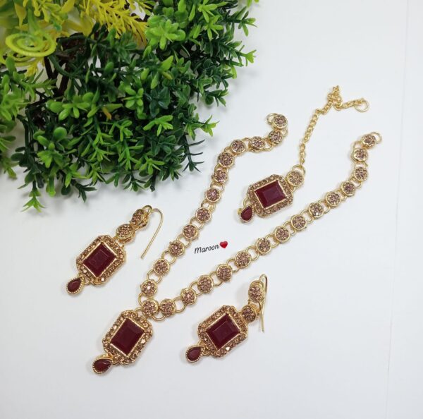 Elegant Bachkana Necklace Set – Stunning Barik Stone Design in 11 Colors - Image 4