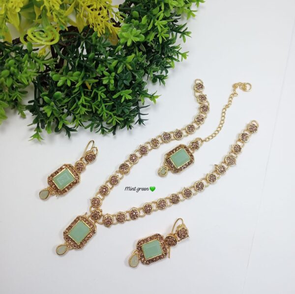 Elegant Bachkana Necklace Set – Stunning Barik Stone Design in 11 Colors - Image 3