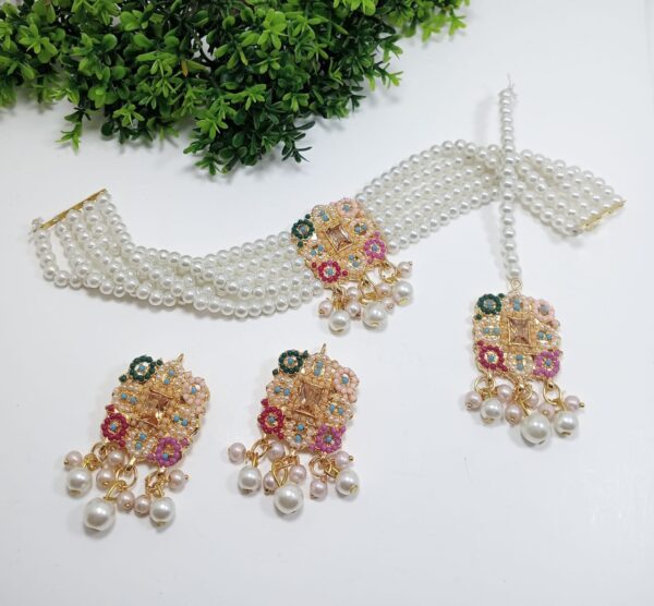 Chic & Elegant No-Ratan Choker Set – Stylish Multi-Color Designs - Image 2