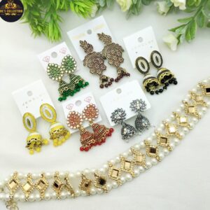 Sparkle in Tradition – 7-Piece Fancy Indian Gajra Jhumki Earring Set