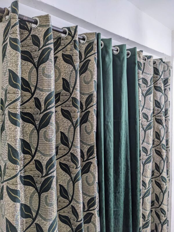 Stylish Velvet Jacquard Curtain Mashup – Elegant 3-Piece Set for Modern Spaces - Image 11