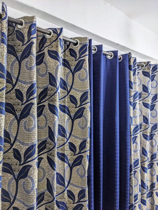 Stylish Velvet Jacquard Curtain Mashup – Elegant 3-Piece Set for Modern Spaces - Image 24