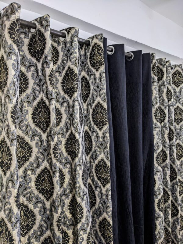 Stylish Velvet Jacquard Curtain Mashup – Elegant 3-Piece Set for Modern Spaces - Image 16