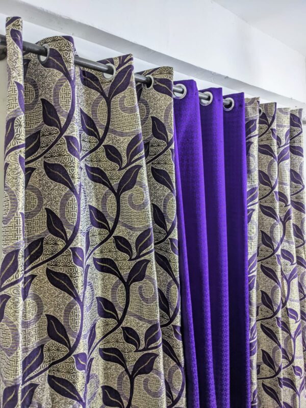 Stylish Velvet Jacquard Curtain Mashup – Elegant 3-Piece Set for Modern Spaces - Image 25
