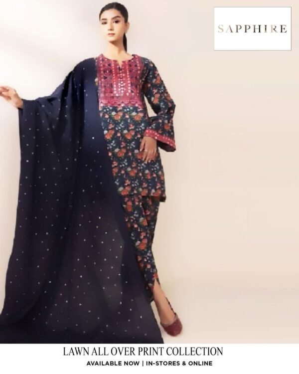 Sapphire x Bareeze Digital Lawn – Exclusive 3PC Elegance - Image 17