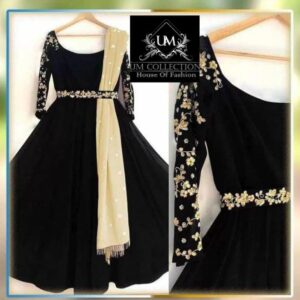 Elegant Embroidered Maxi Set with Pearl-Embellished Dupatta