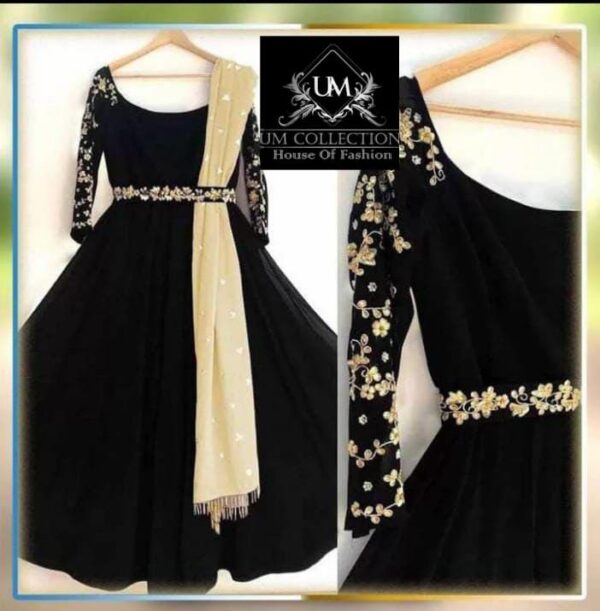 Elegant Embroidered Maxi Set with Pearl-Embellished Dupatta