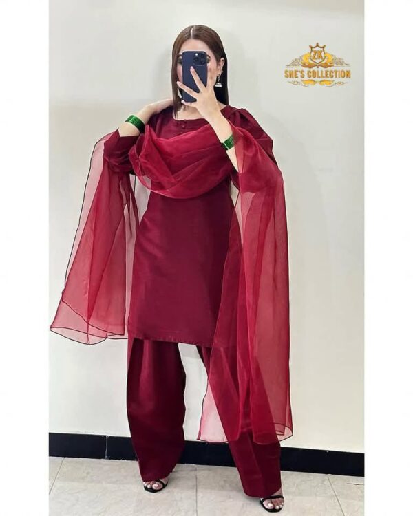 Chic Mehroon Farshi Set in Row Silk – Trending Style Pick - Image 3