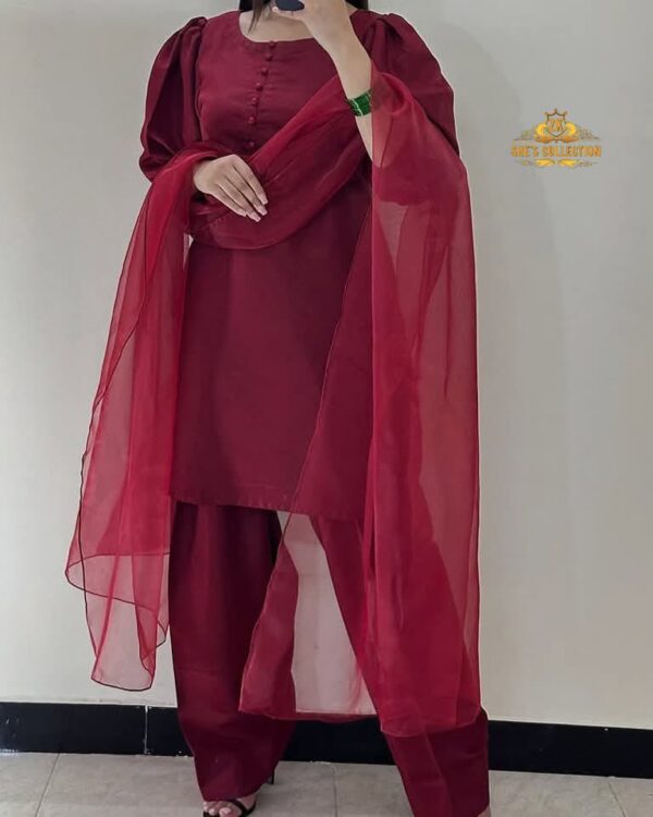 Chic Mehroon Farshi Set in Row Silk – Trending Style Pick - Image 2