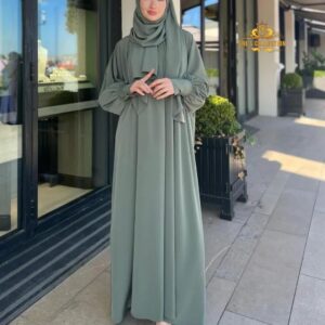 Grace in Every Fold – Olive Georgette Abaya with Matching Stoller