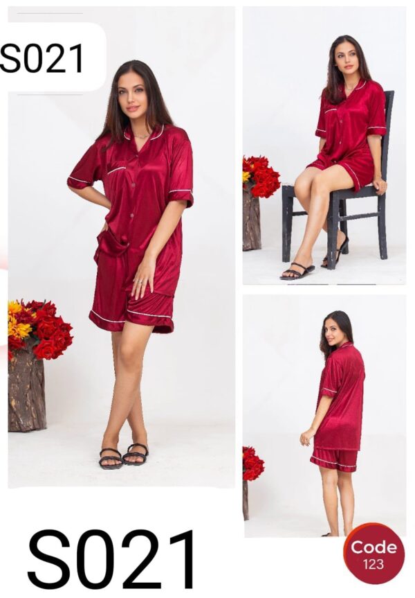 Luxurious Pipin Silk Night Suit Set – Stylish Comfort for Your Nights - Image 2