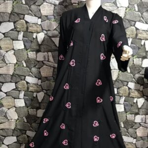 Elegant Embroidered Front Open Abaya – New in Style