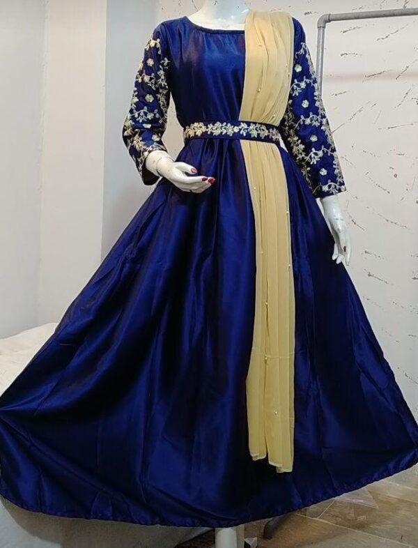 Elegant Embroidered Maxi Set with Pearl-Embellished Dupatta - Image 2