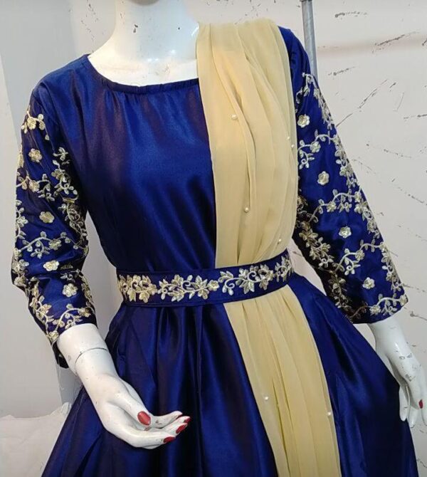 Elegant Embroidered Maxi Set with Pearl-Embellished Dupatta - Image 3