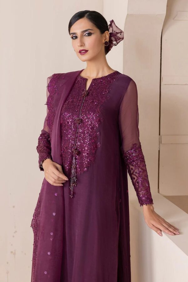 Elegant Baroque Chiffon & Organza 3-Piece Ensemble - Image 4