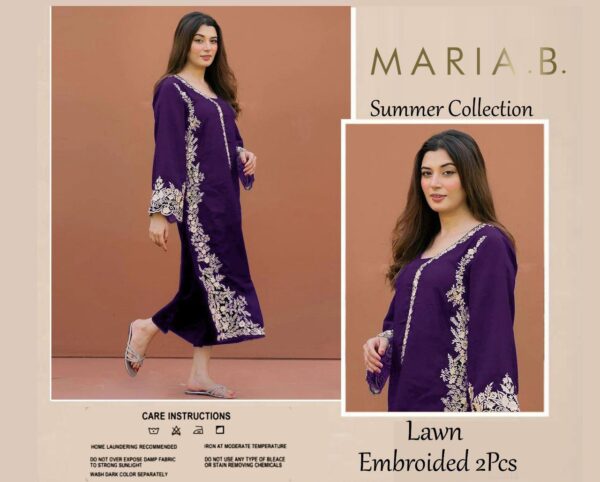 Maria B Embroidered 2-Piece Lawn – Summer 2K25 Signature Styles - Image 5
