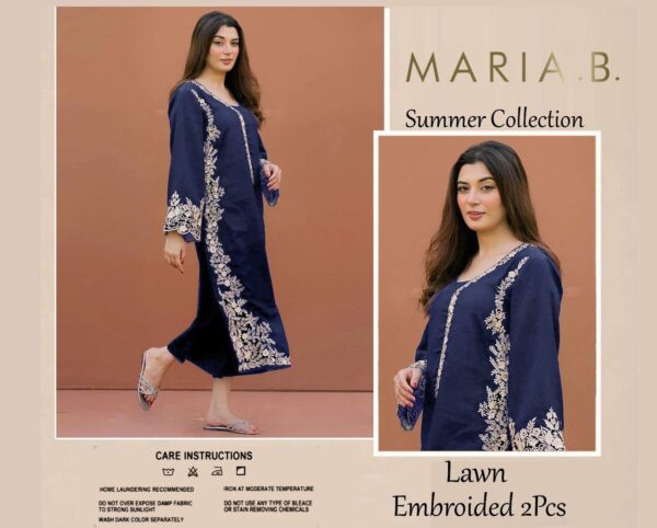 Maria B Embroidered 2-Piece Lawn – Summer 2K25 Signature Styles - Image 3