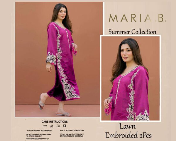 Maria B Embroidered 2-Piece Lawn – Summer 2K25 Signature Styles - Image 11