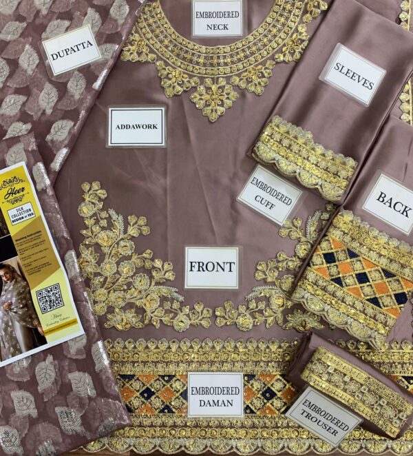 Heer’s Signature Shamooz Silk Suit with Banarasi Jacquard Dupatta – Winter 2024 Elegance - Image 5