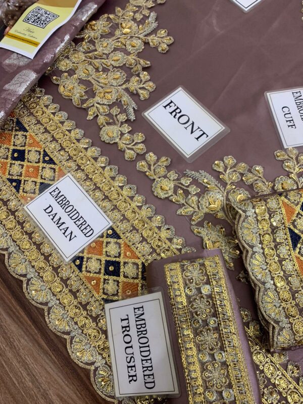 Heer’s Signature Shamooz Silk Suit with Banarasi Jacquard Dupatta – Winter 2024 Elegance - Image 3