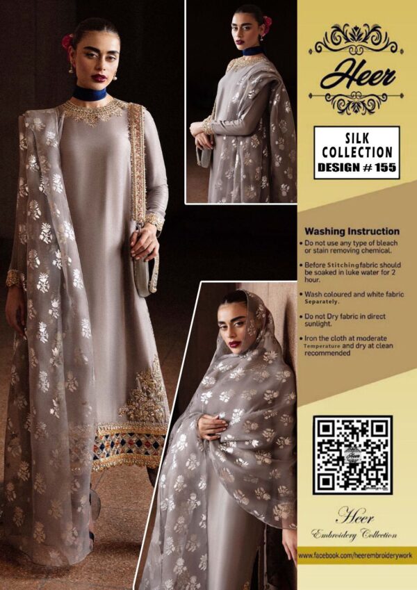 Heer’s Signature Shamooz Silk Suit with Banarasi Jacquard Dupatta – Winter 2024 Elegance