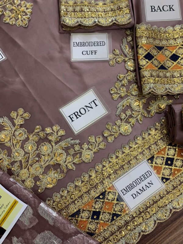 Heer’s Signature Shamooz Silk Suit with Banarasi Jacquard Dupatta – Winter 2024 Elegance - Image 2