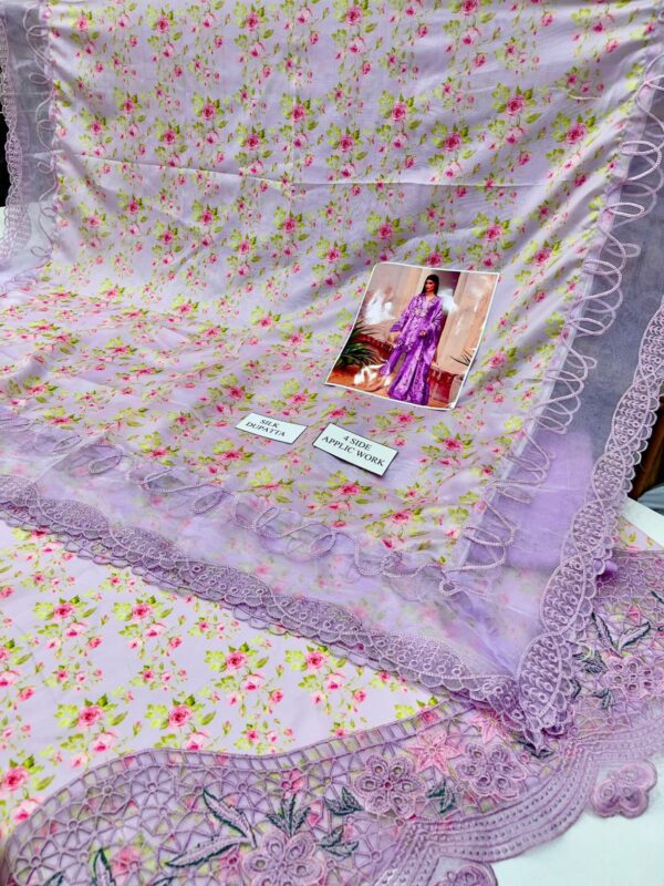 Crimson-Flower Peace – Luxury Swiss Lawn 3-Piece with Silk Dupatta - Image 4