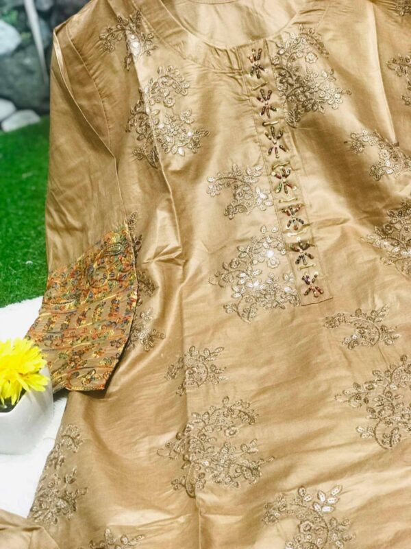 Elegant Multi Asteen 2-Piece Cotton Outfit with Hand Work - Image 9