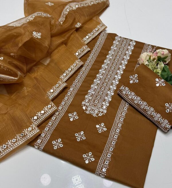 Elegant Multi Asteen 2-Piece Cotton Outfit with Hand Work - Image 3