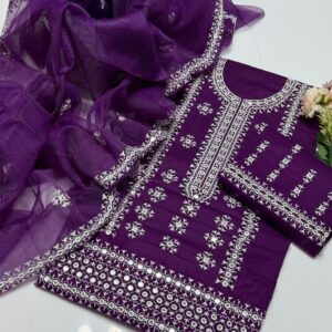 Elegant Multi Asteen 2-Piece Cotton Outfit with Hand Work