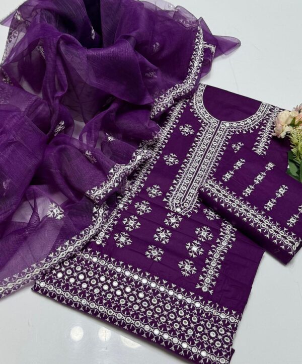 Elegant Multi Asteen 2-Piece Cotton Outfit with Hand Work