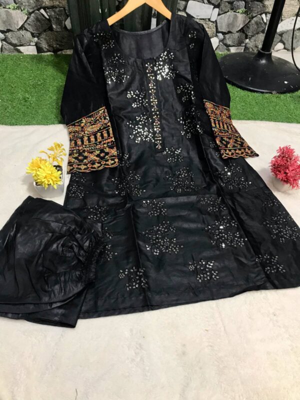 Elegant Multi Asteen 2-Piece Cotton Outfit with Hand Work - Image 8