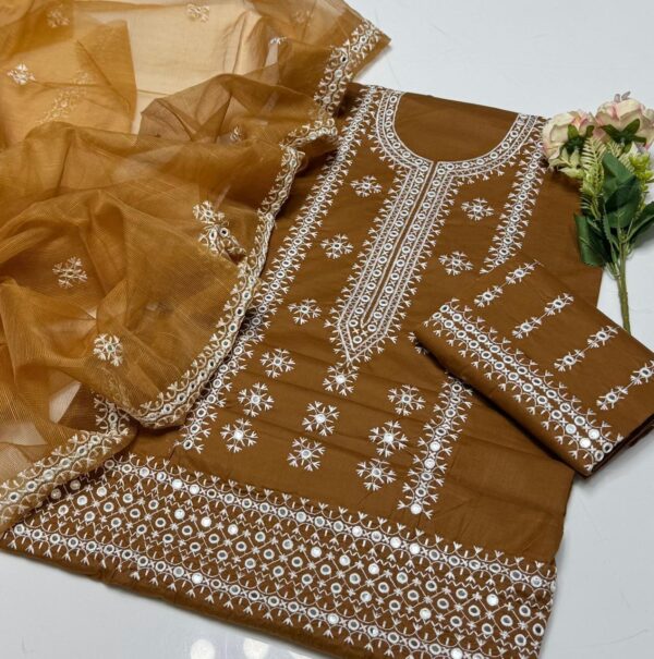 Elegant Multi Asteen 2-Piece Cotton Outfit with Hand Work - Image 12