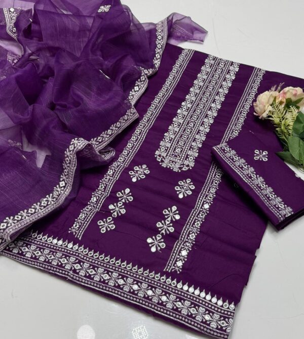 Elegant Multi Asteen 2-Piece Cotton Outfit with Hand Work - Image 7