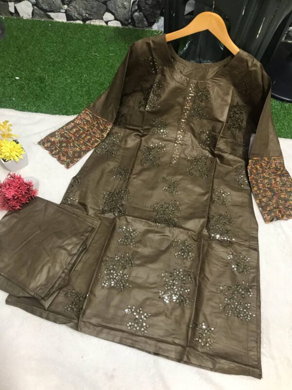 Elegant Multi Asteen 2-Piece Cotton Outfit with Hand Work - Image 5