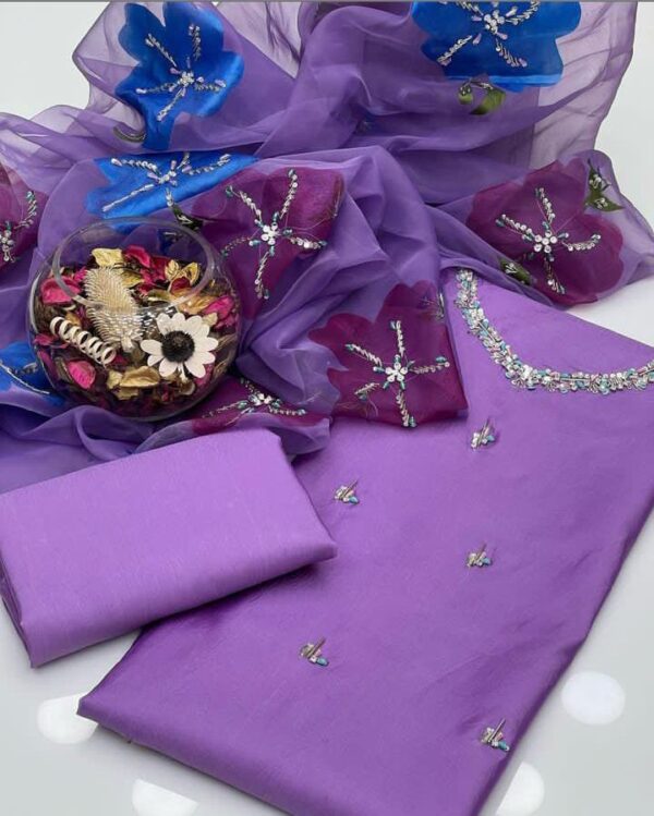Stunning Wedding Partywear 3-Piece Katan Silk Ensemble 2025 - Image 2
