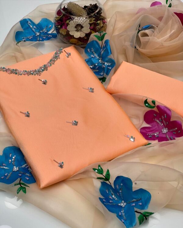 Stunning Wedding Partywear 3-Piece Katan Silk Ensemble 2025 - Image 6