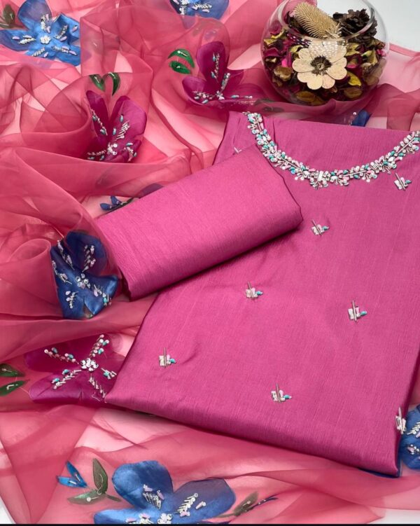 Stunning Wedding Partywear 3-Piece Katan Silk Ensemble 2025 - Image 5