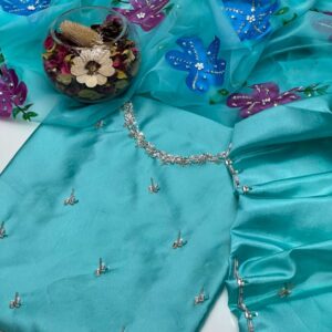 Stunning Wedding Partywear 3-Piece Katan Silk Ensemble 2025