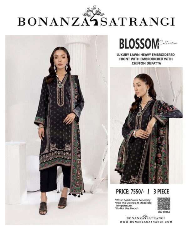 Blossom Lawn 3-Piece Suit – Elegant Embroidery with Chiffon Dupatta - Image 2