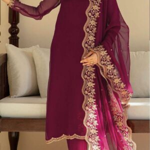 Baroque Elegant Chiffon Suit | Stunning Embroidered Design
