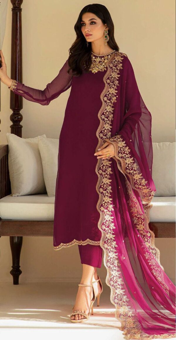 Baroque Elegant Chiffon Suit | Stunning Embroidered Design