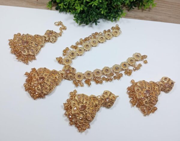 Stylish Barik Stone Zarcoon Necklace Set – New Design in 5 Elegant Colors - Image 5