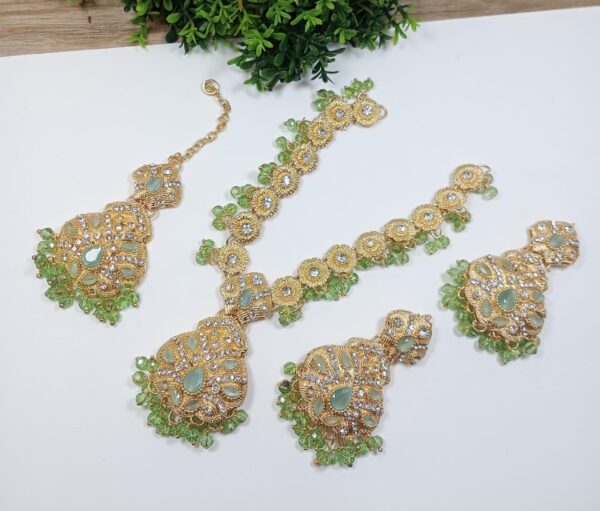 Stylish Barik Stone Zarcoon Necklace Set – New Design in 5 Elegant Colors - Image 4