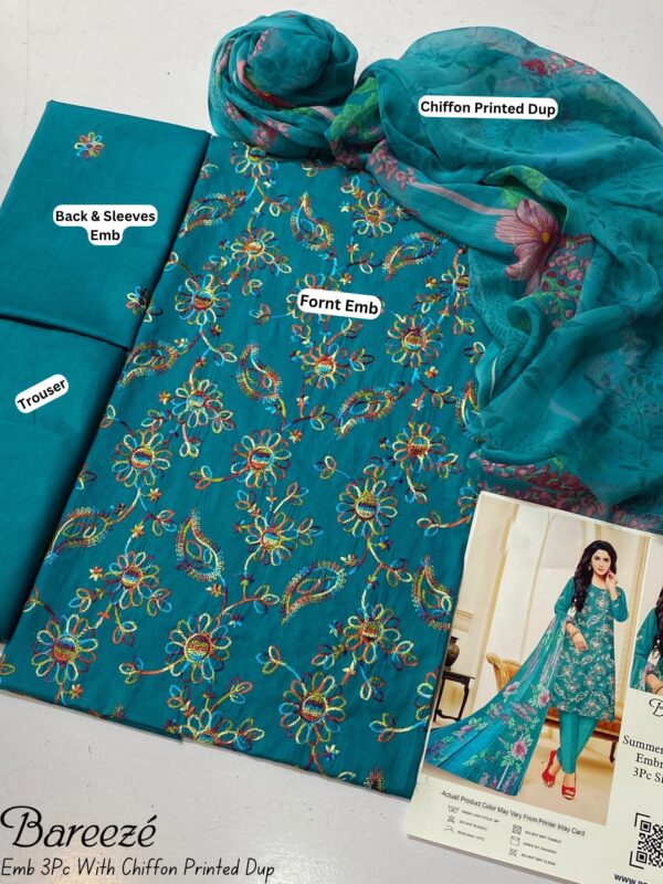 Bareeze 3PC Fully Embroidered Lawn – Elegant Summer Volume 25 Collection - Image 2