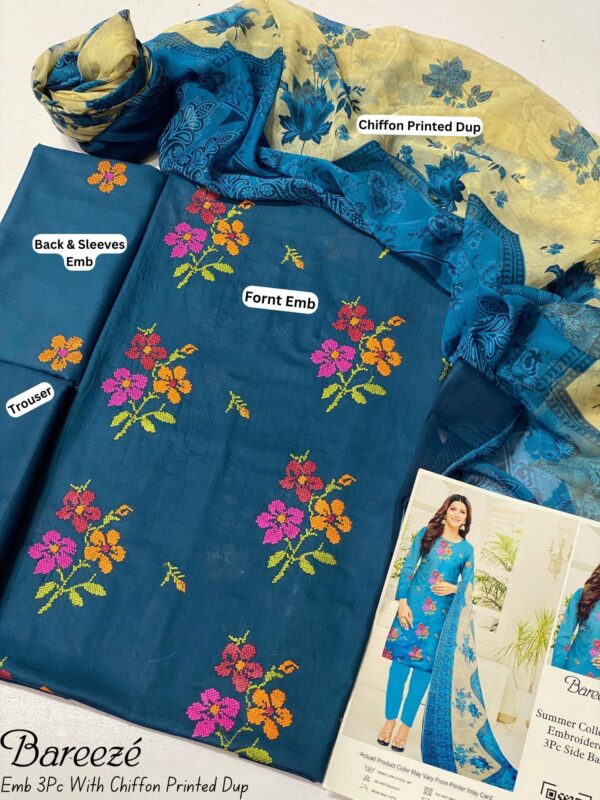 Bareeze 3PC Fully Embroidered Lawn – Elegant Summer Volume 25 Collection 5 - Image 2
