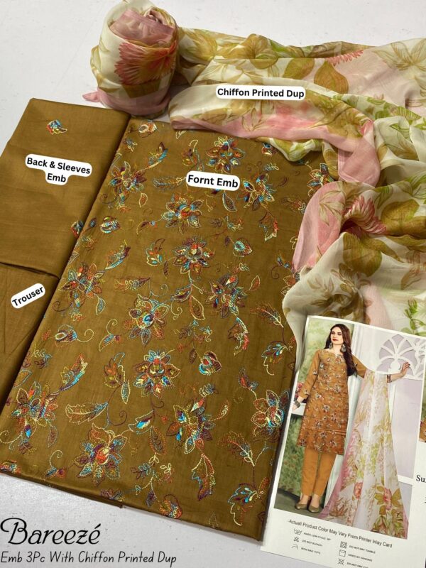 Bareeze 3PC Fully Embroidered Lawn – Elegant Summer Volume 25 Collection - Image 15