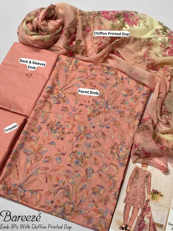 Bareeze 3PC Fully Embroidered Lawn – Elegant Summer Volume 25 Collection - Image 3