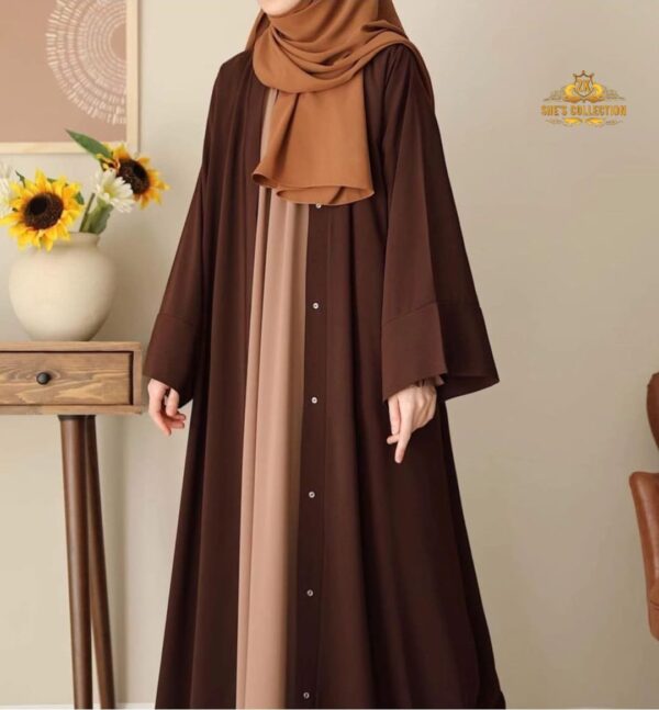 Chocolaty Georgette Abaya with Matching Stoller – Elegant Comfort in Three Sizes