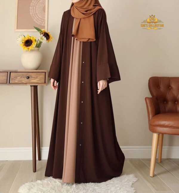 Chocolaty Georgette Abaya with Matching Stoller – Elegant Comfort in Three Sizes - Image 4
